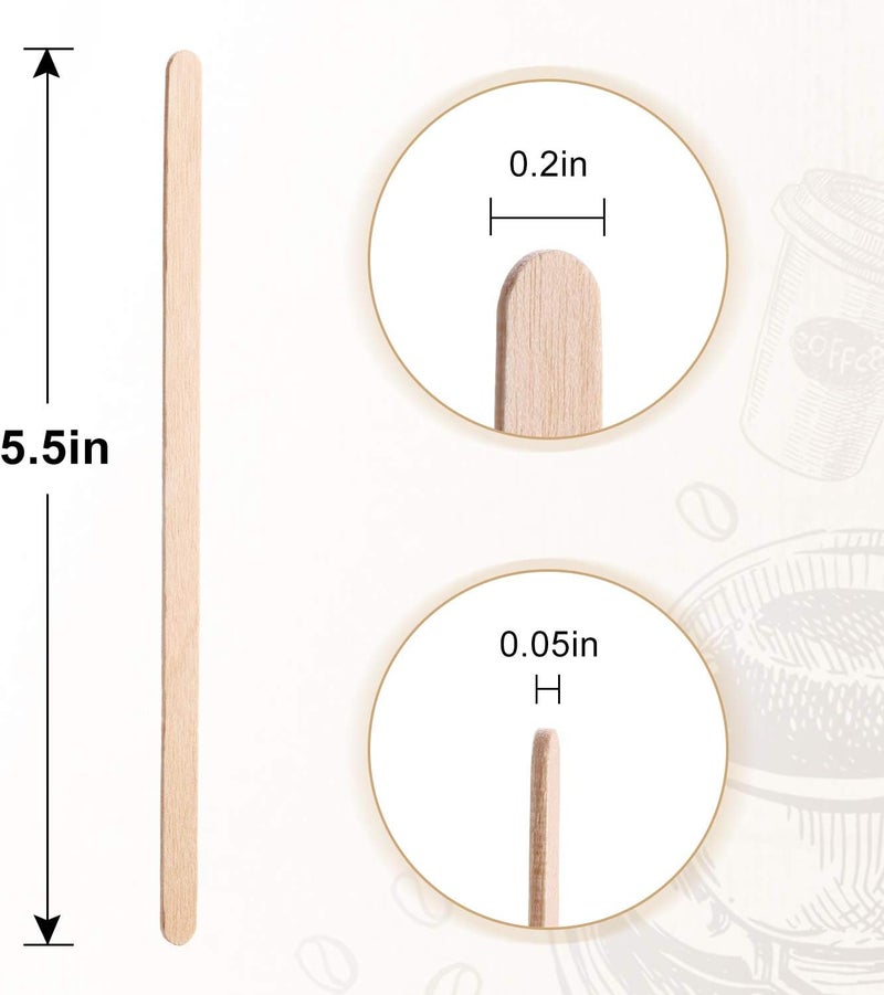 HLSN 500pcs Individually Wrapped Wooden Coffee Stirrers, 5.5 Inch Birch Stir Sticks, Natural & Eco-Friendly Disposable Wood Stirrers for Coffee, Hot Drinks, Cocktails, Coffee Bar Accessories ﻿ - Image 5